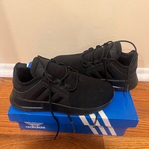 Kids black adidas sneakers size 2, new with box
